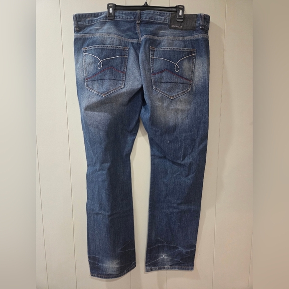 Rocawear Straight Fit Jeans with Distressed Details, 40x33 - Picture 2 of 4